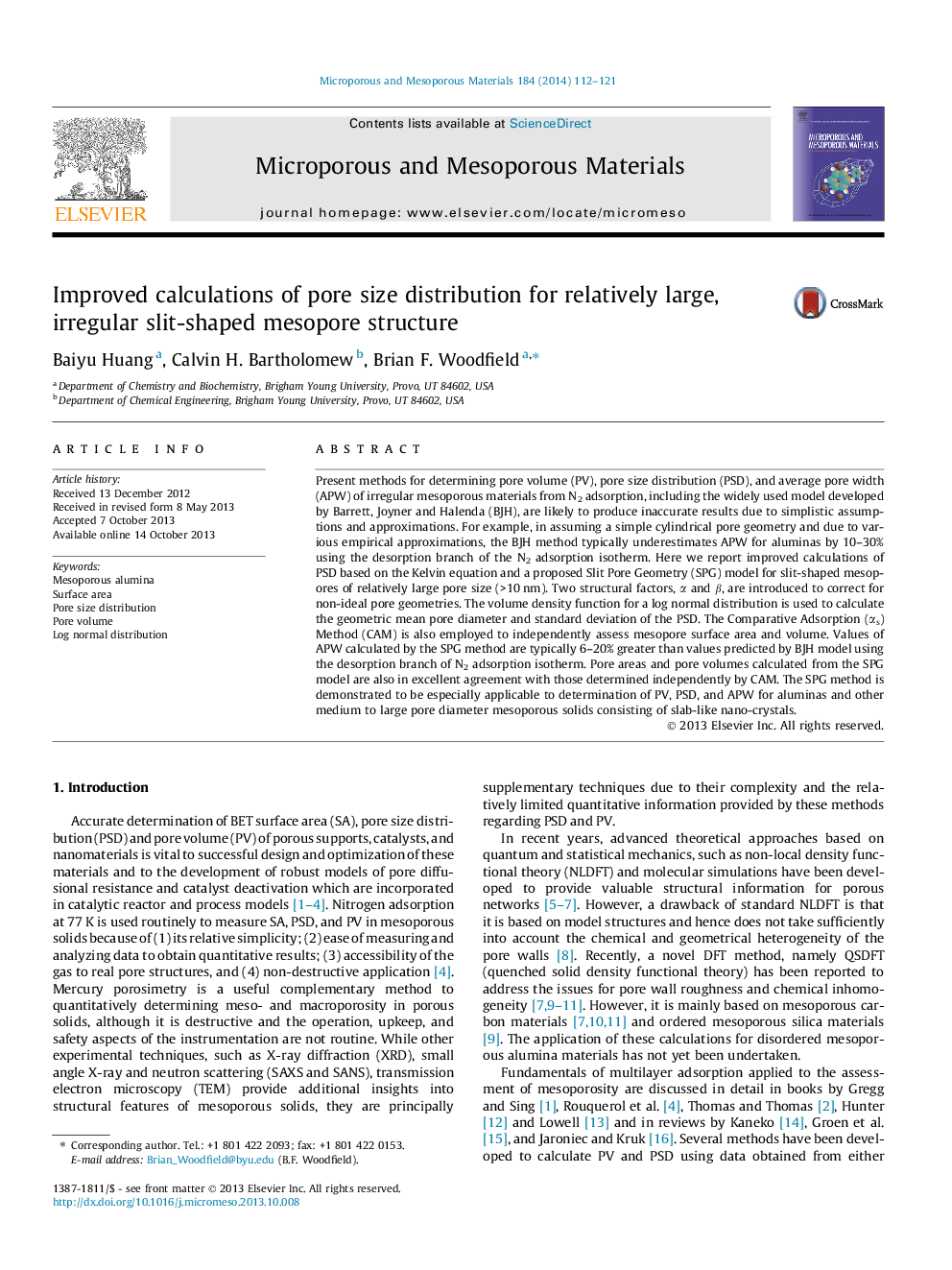 Improved calculations of pore size distribution for relatively large, irregular slit-shaped mesopore structure