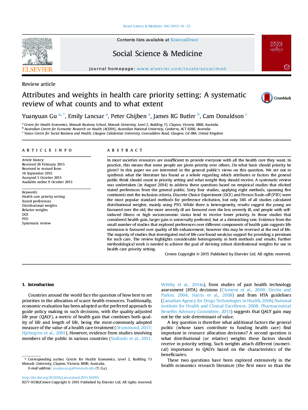 Attributes and weights in health care priority setting: A systematic review of what counts and to what extent