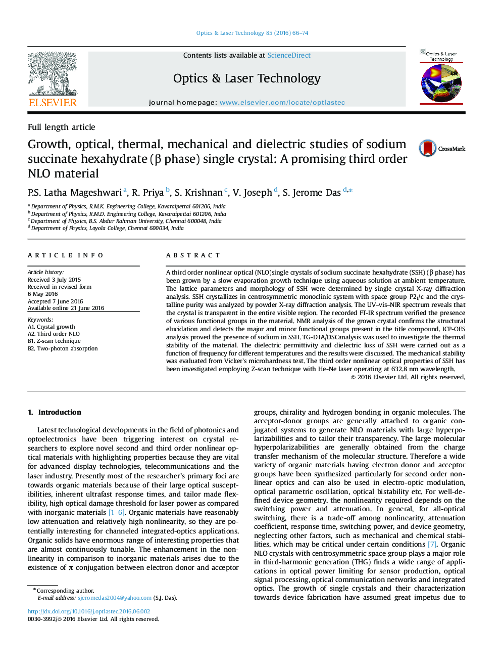 Growth, optical, thermal, mechanical and dielectric studies of sodium succinate hexahydrate (β phase) single crystal: A promising third order NLO material