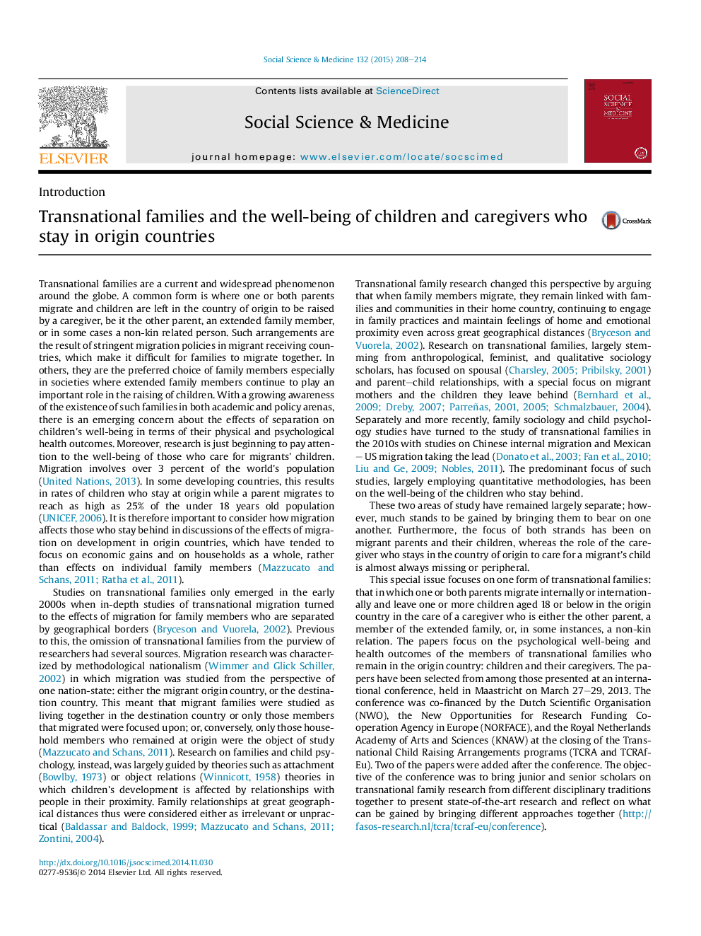 Transnational families and the well-being of children and caregivers who stay in origin countries
