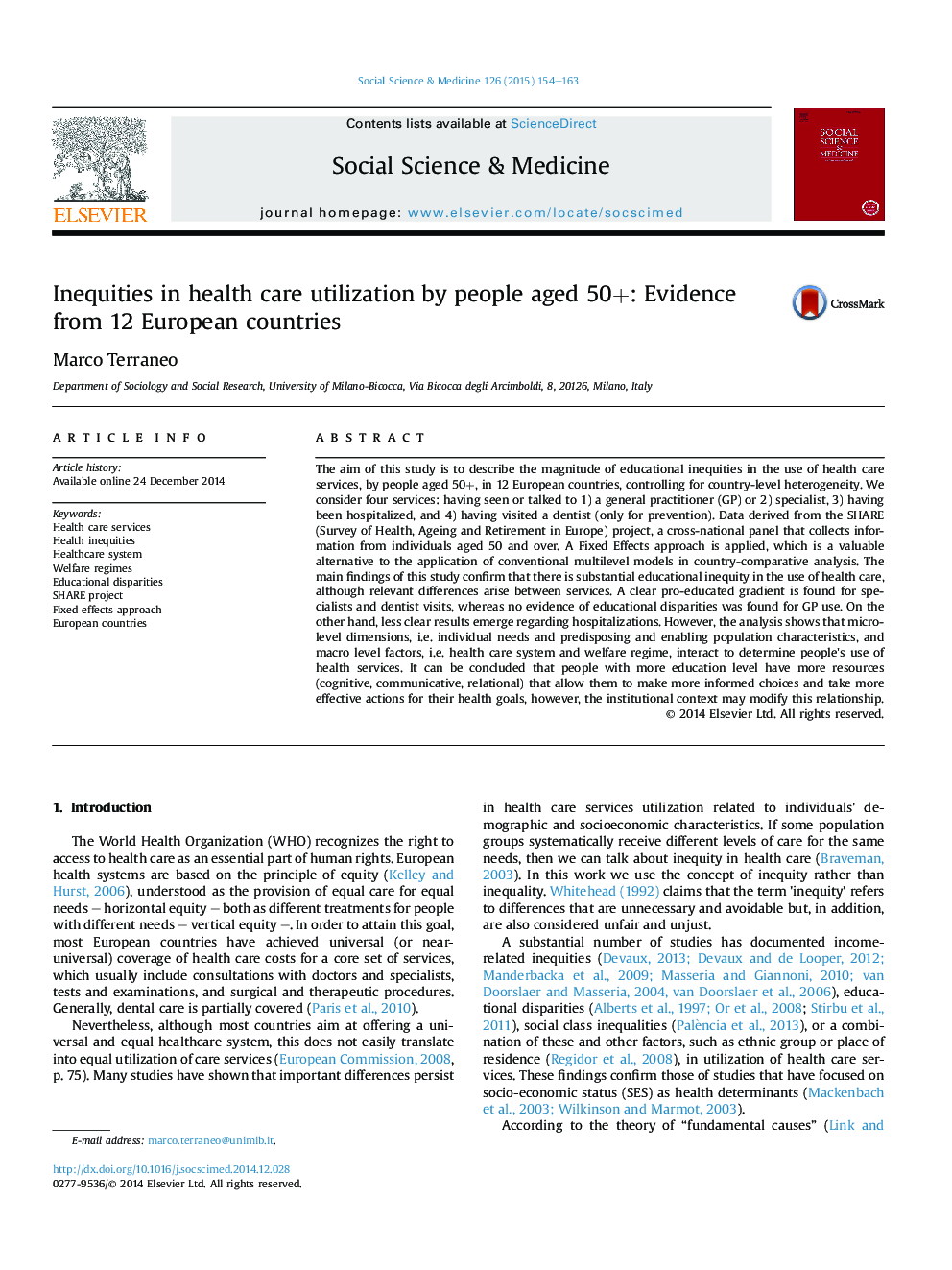 Inequities in health care utilization by people aged 50+: Evidence from 12 European countries