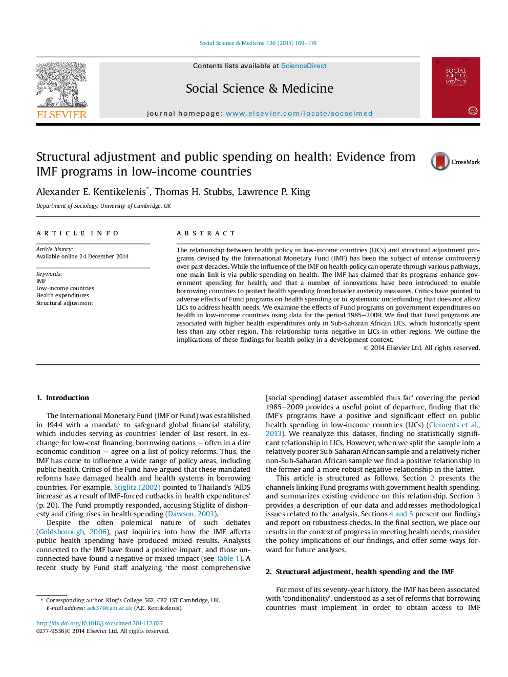 Structural adjustment and public spending on health: Evidence from IMF programs in low-income countries