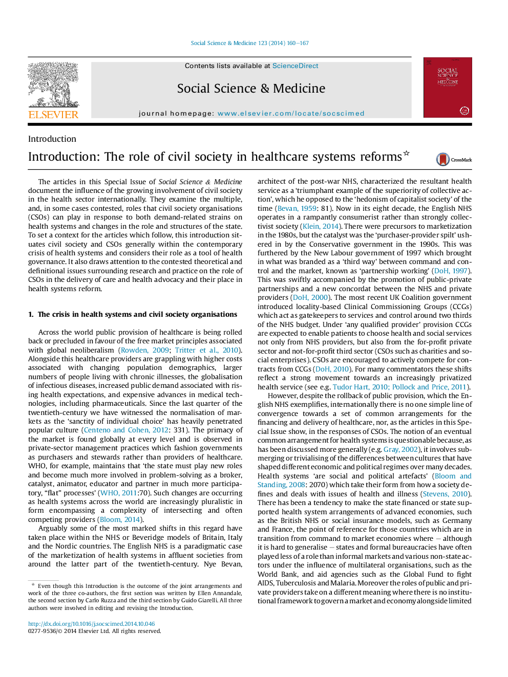 Introduction: The role of civil society in healthcare systems reforms