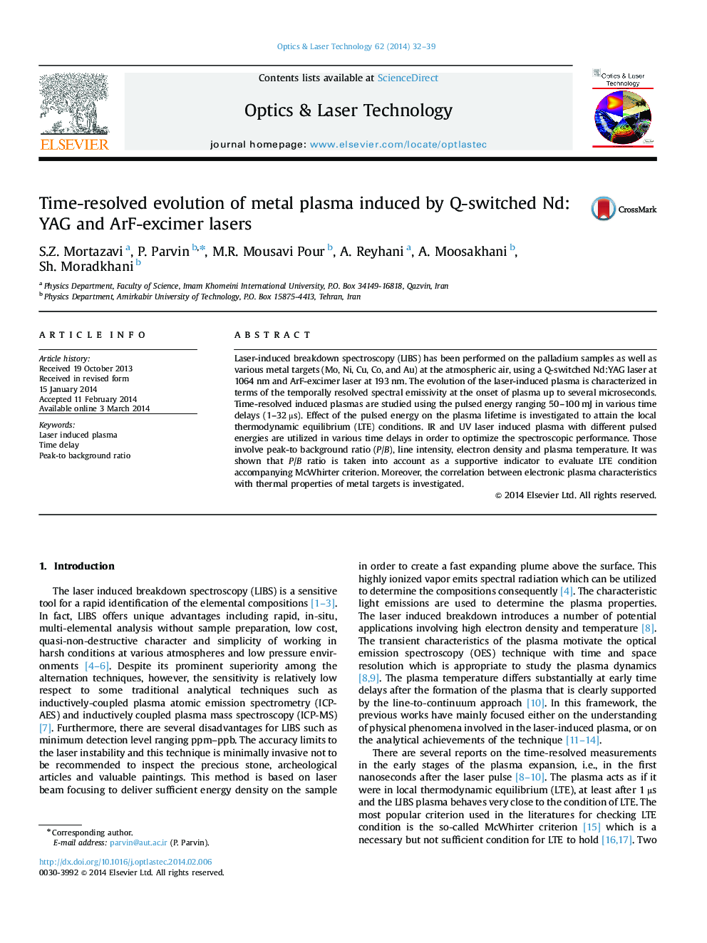 Time-resolved evolution of metal plasma induced by Q-switched Nd:YAG and ArF-excimer lasers