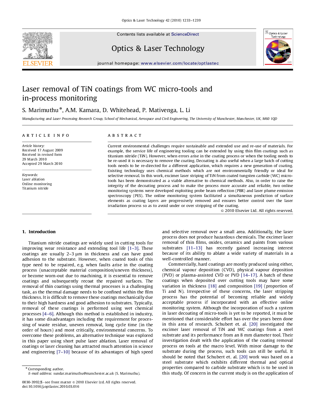 Laser removal of TiN coatings from WC micro-tools and in-process monitoring