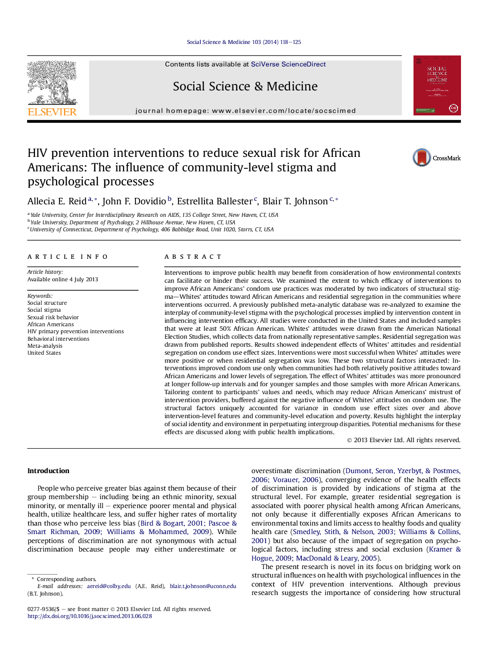 HIV prevention interventions to reduce sexual risk for African Americans: The influence of community-level stigma and psychological processes