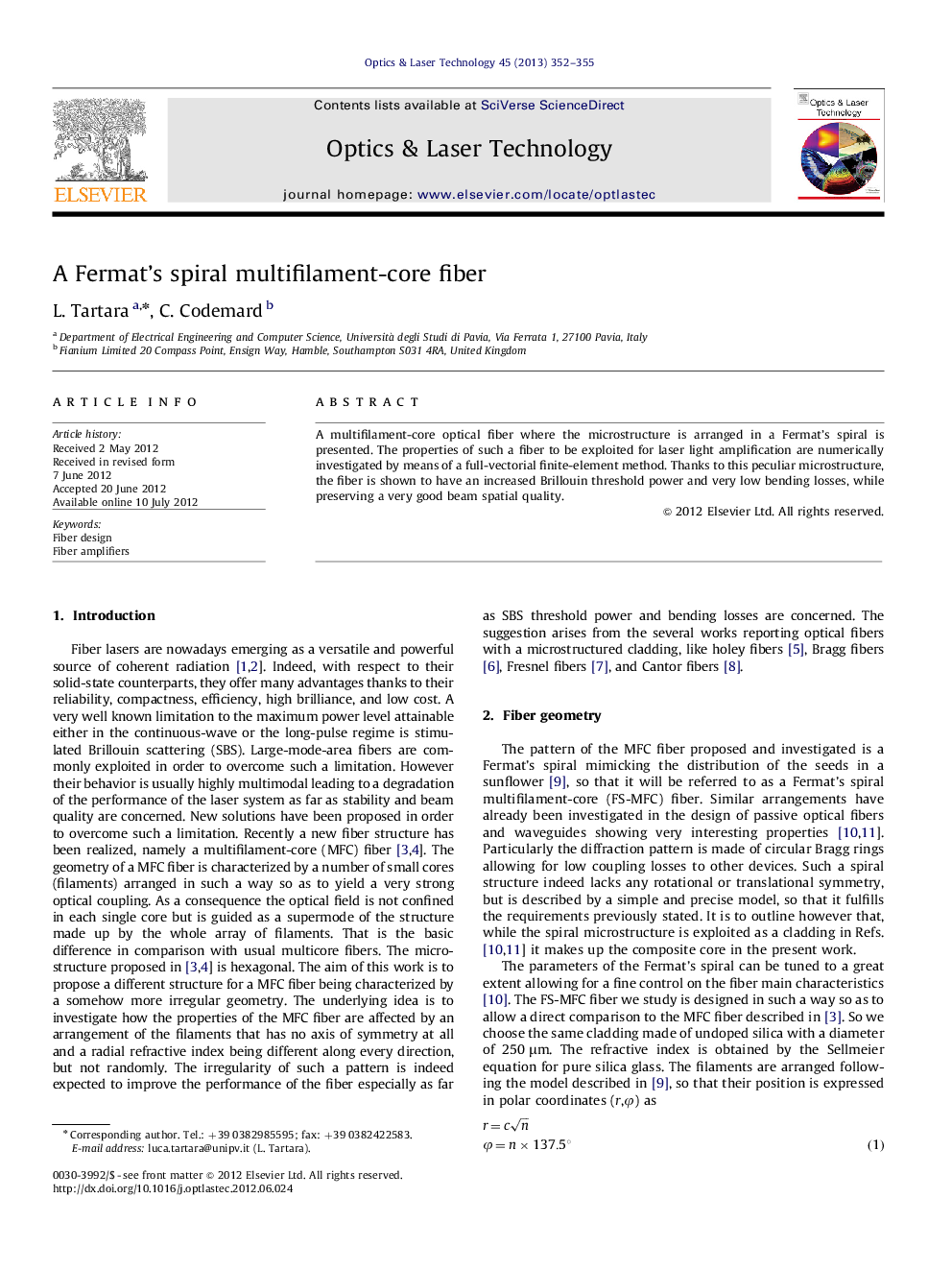 A Fermat's spiral multifilament-core fiber