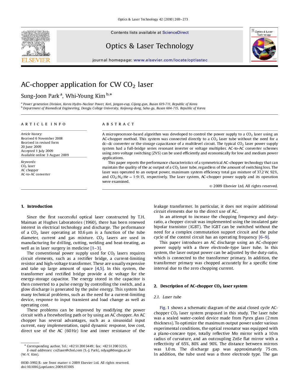 AC-chopper application for CW CO2 laser