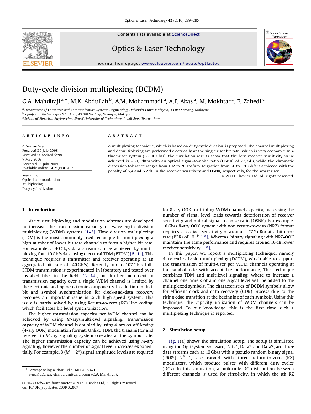 Duty-cycle division multiplexing (DCDM)