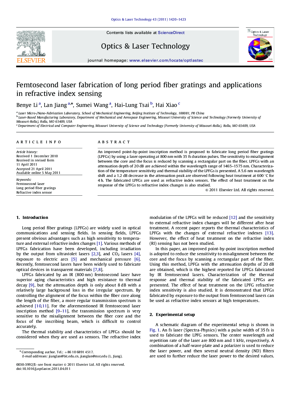 Femtosecond laser fabrication of long period fiber gratings and applications in refractive index sensing