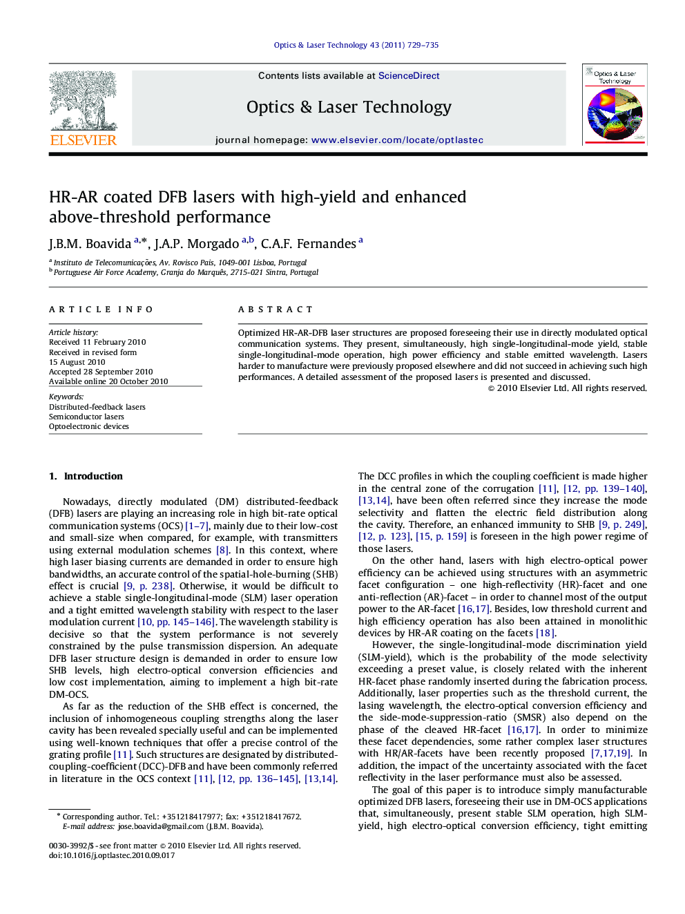 HR-AR coated DFB lasers with high-yield and enhanced above-threshold performance