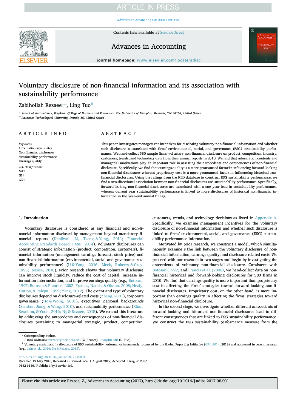 Voluntary disclosure of non-financial information and its association with sustainability performance