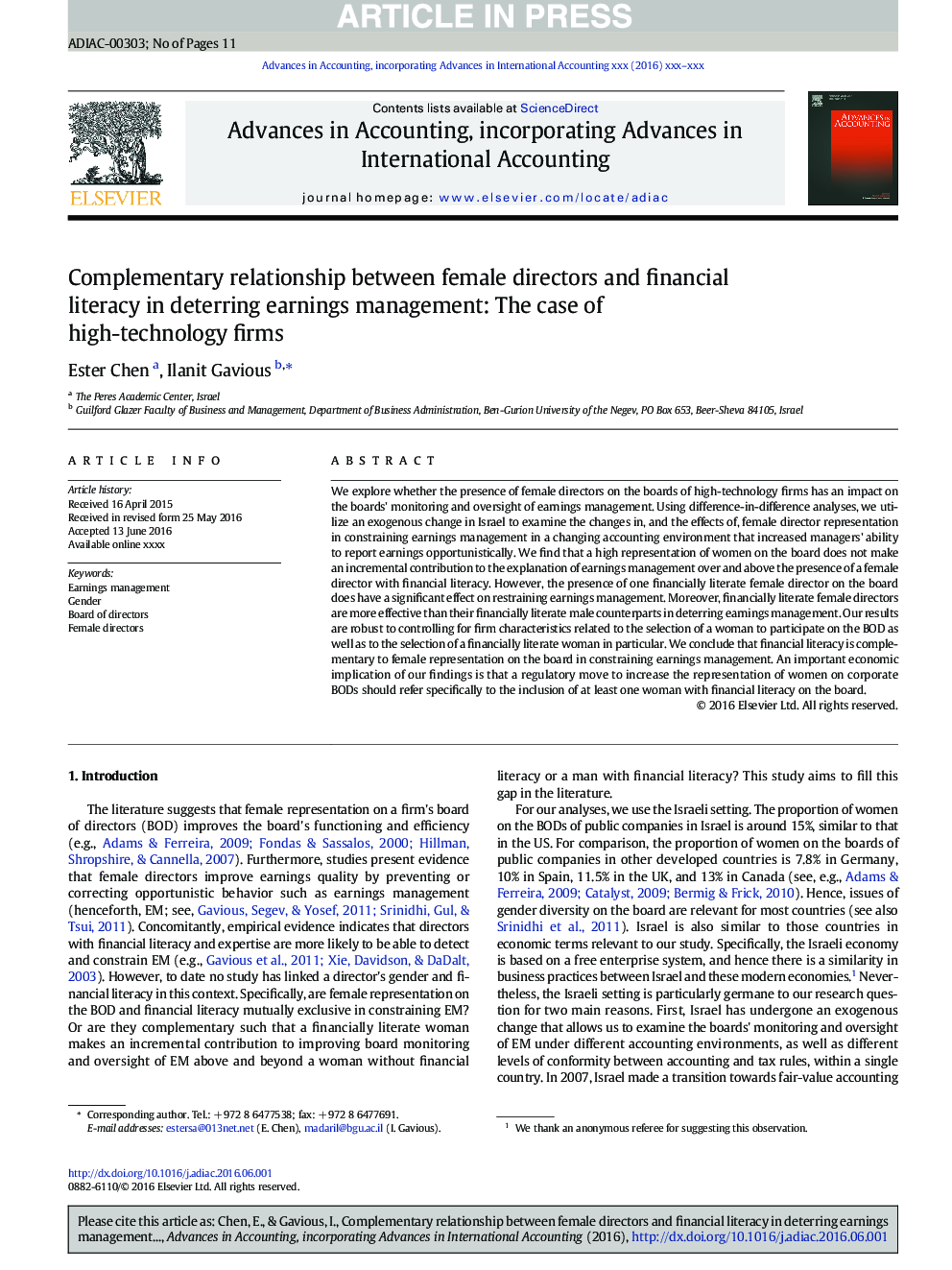 Complementary relationship between female directors and financial literacy in deterring earnings management: The case of high-technology firms