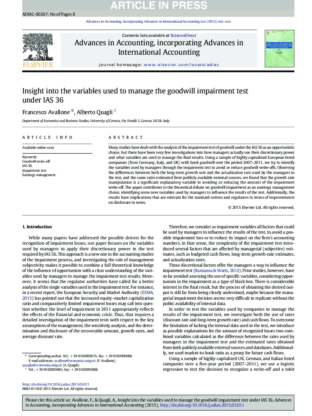 Insight into the variables used to manage the goodwill impairment test under IAS 36