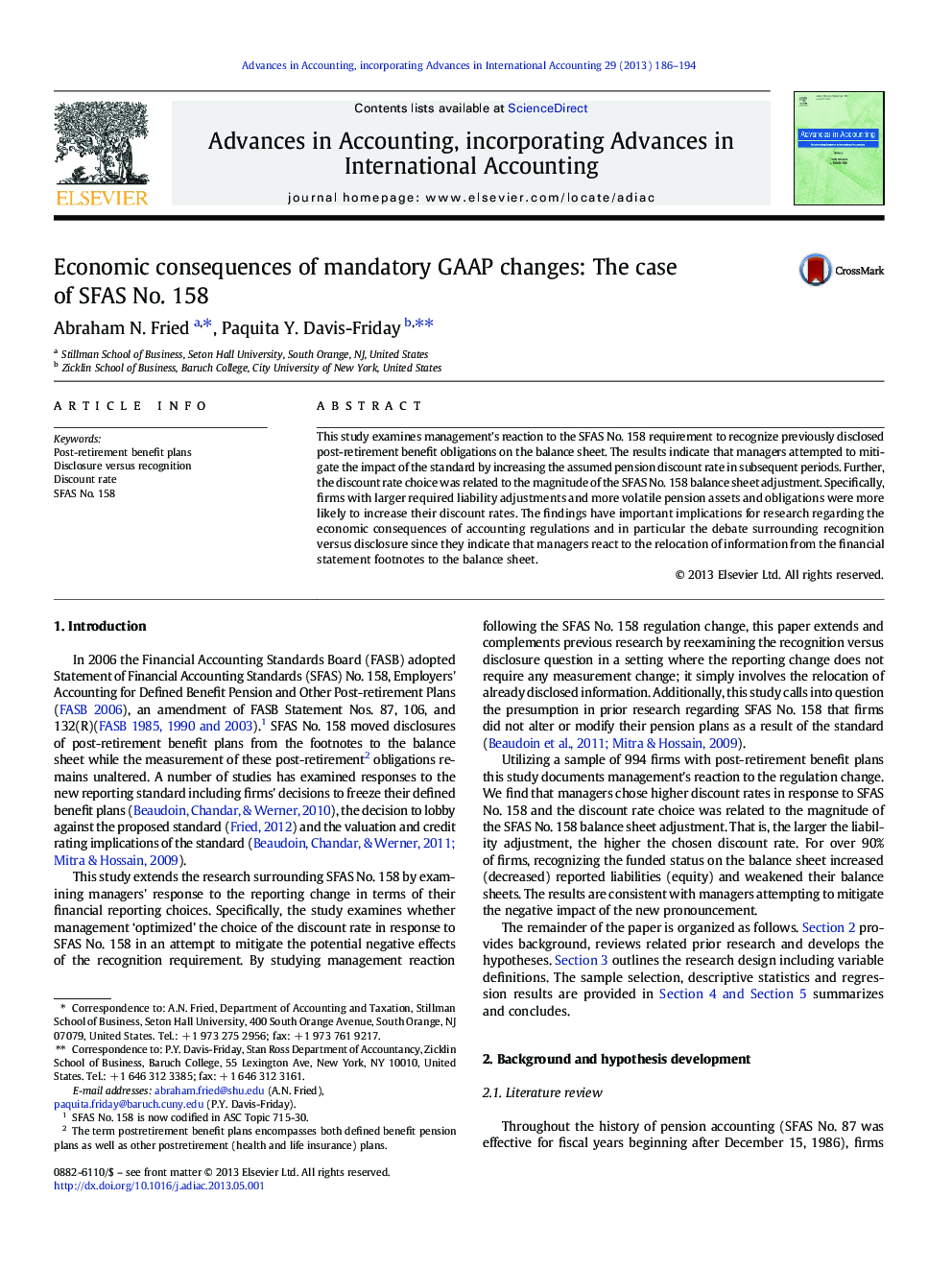 Economic consequences of mandatory GAAP changes: The case of SFAS No. 158