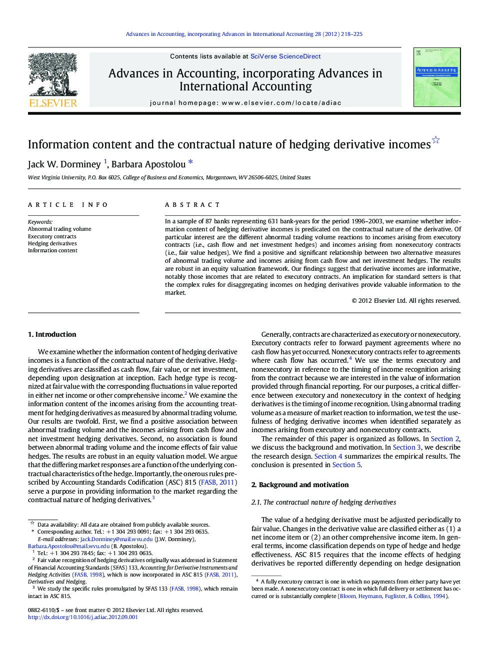 Information content and the contractual nature of hedging derivative incomes