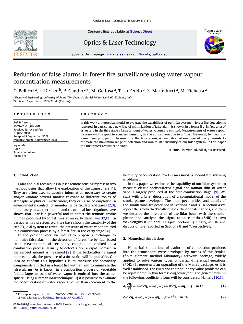 Reduction of false alarms in forest fire surveillance using water vapour concentration measurements