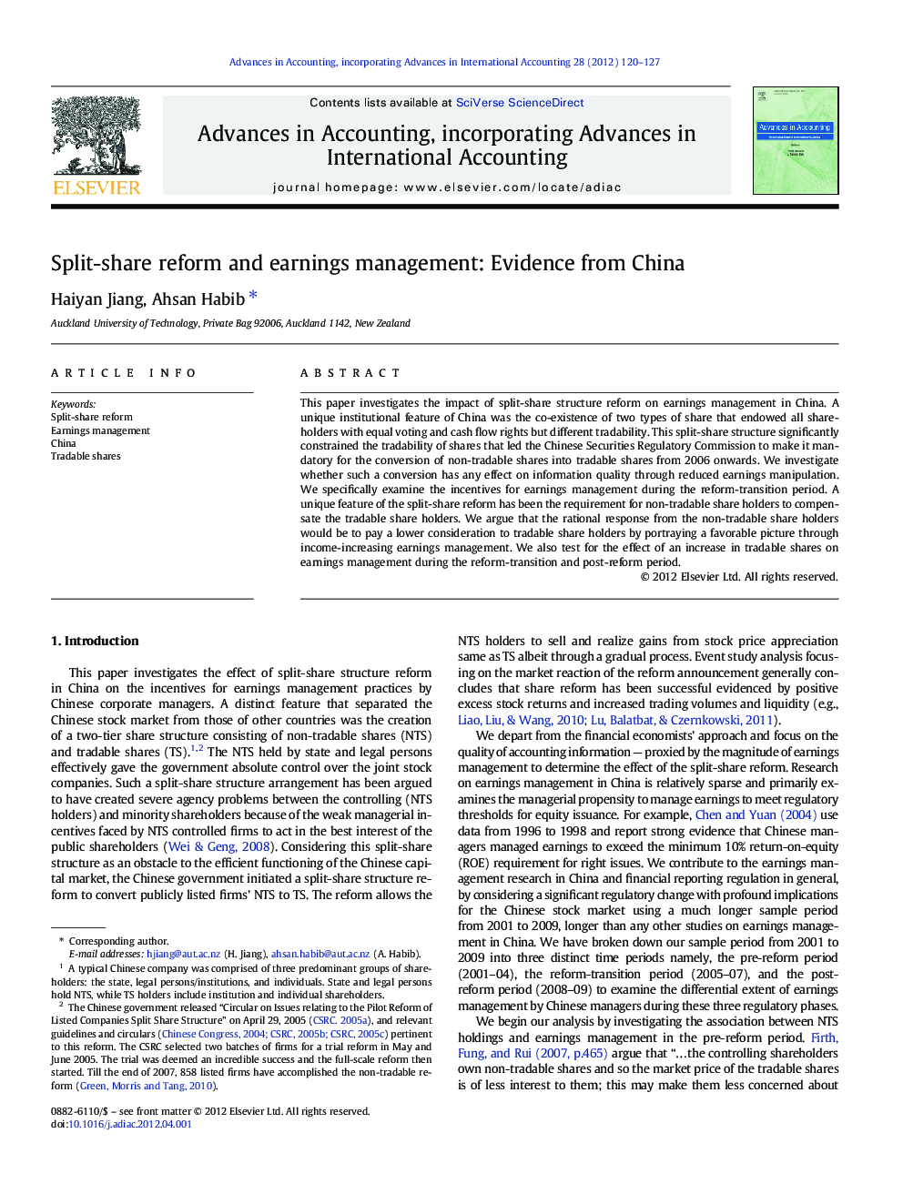 Split-share reform and earnings management: Evidence from China