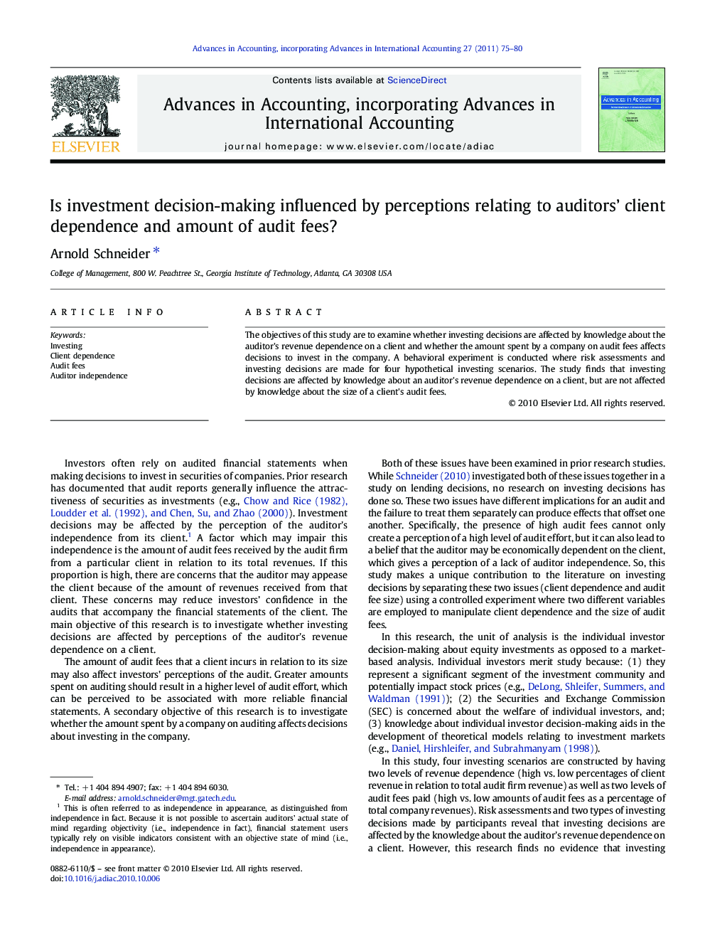 Is investment decision-making influenced by perceptions relating to auditors' client dependence and amount of audit fees?