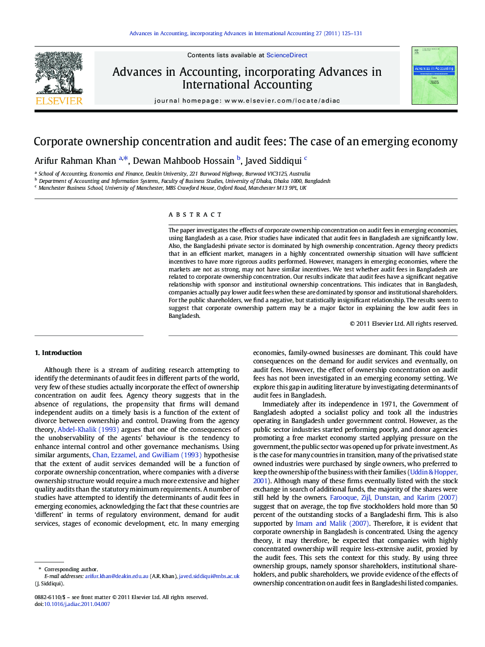 Corporate ownership concentration and audit fees: The case of an emerging economy
