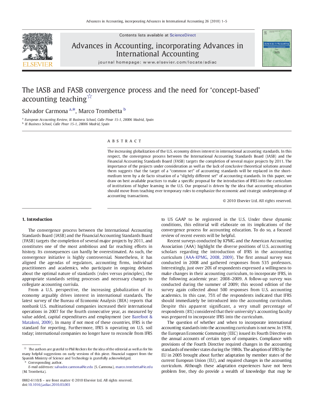 The IASB and FASB convergence process and the need for 'concept-based' accounting teaching