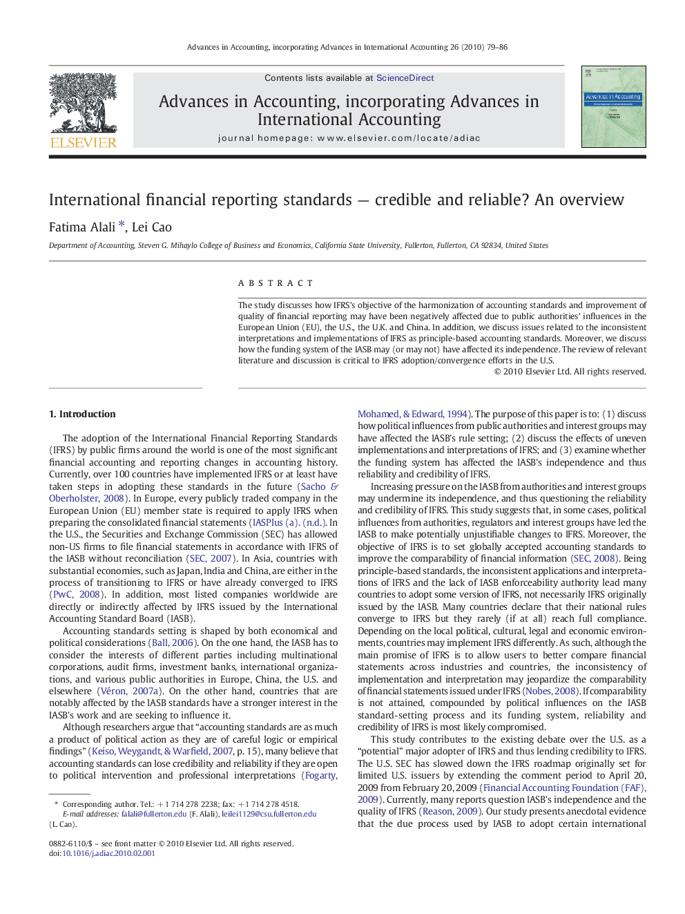 International financial reporting standards - credible and reliable? An overview