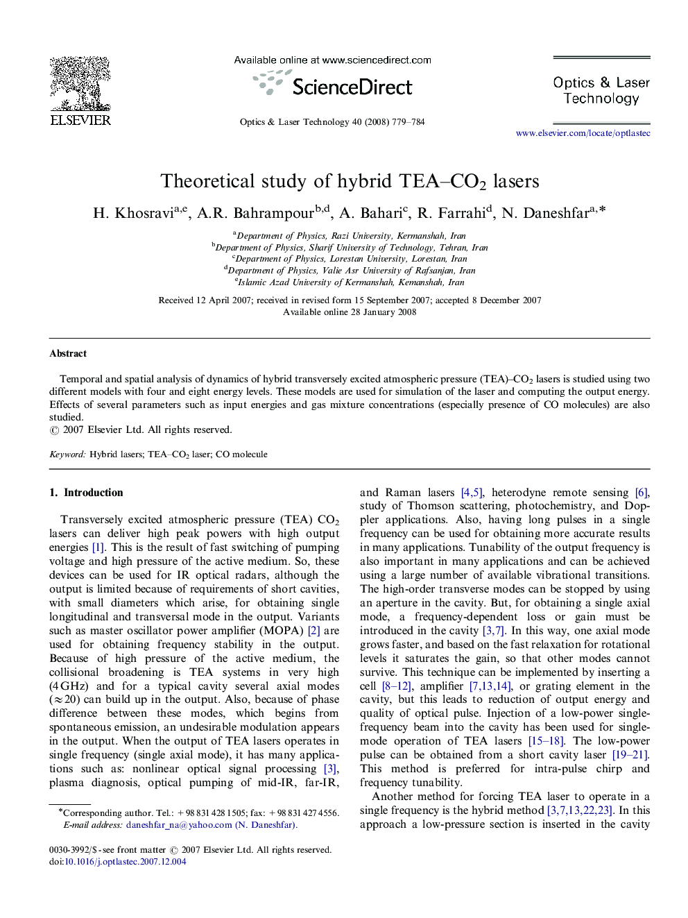 Theoretical study of hybrid TEA-CO2 lasers