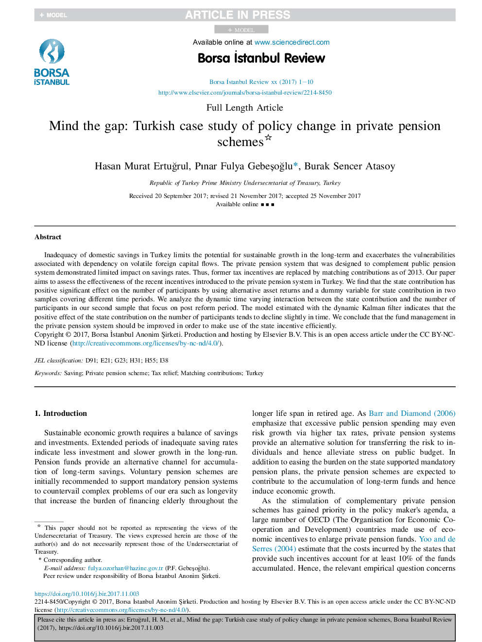 Mind the gap: Turkish case study of policy change in private pension schemes