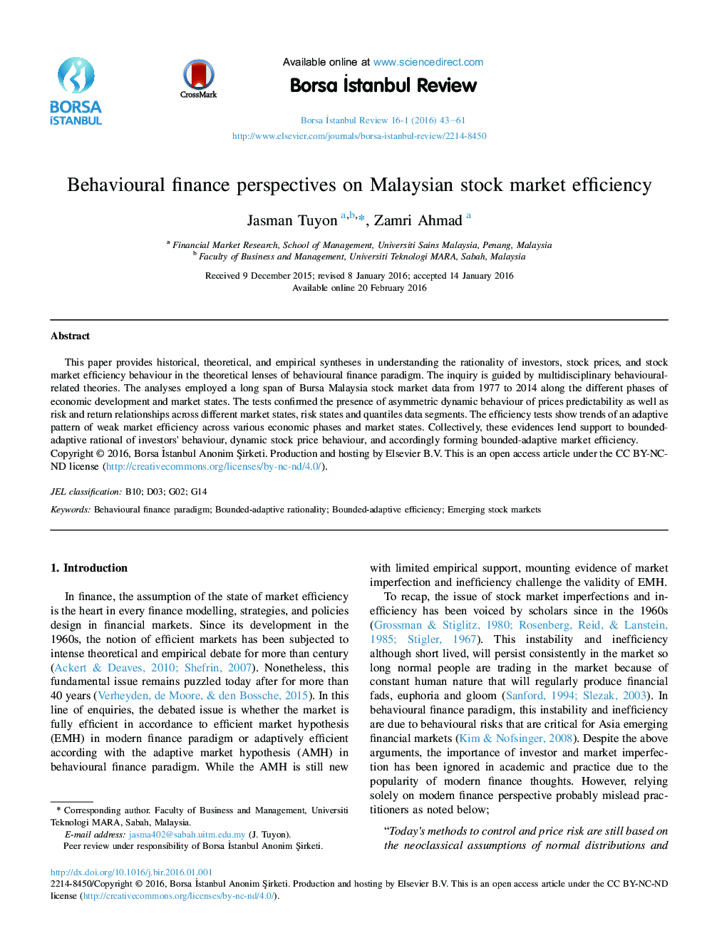 Behavioural finance perspectives on Malaysian stock market efficiency