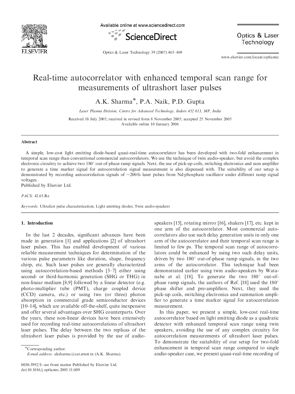 Real-time autocorrelator with enhanced temporal scan range for measurements of ultrashort laser pulses