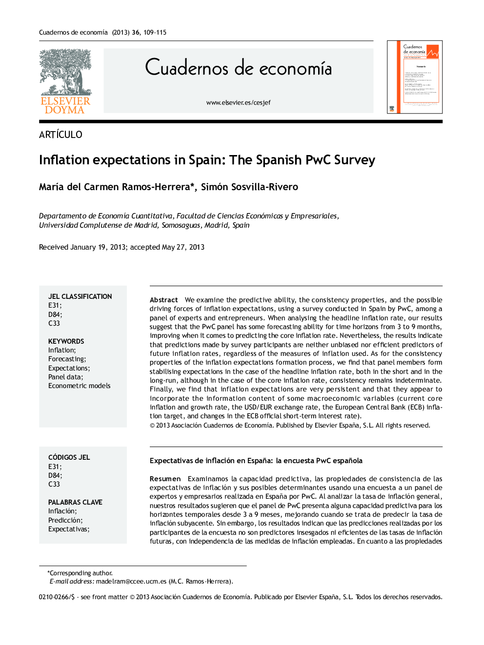 Inflation expectations in Spain: The Spanish PwC Survey