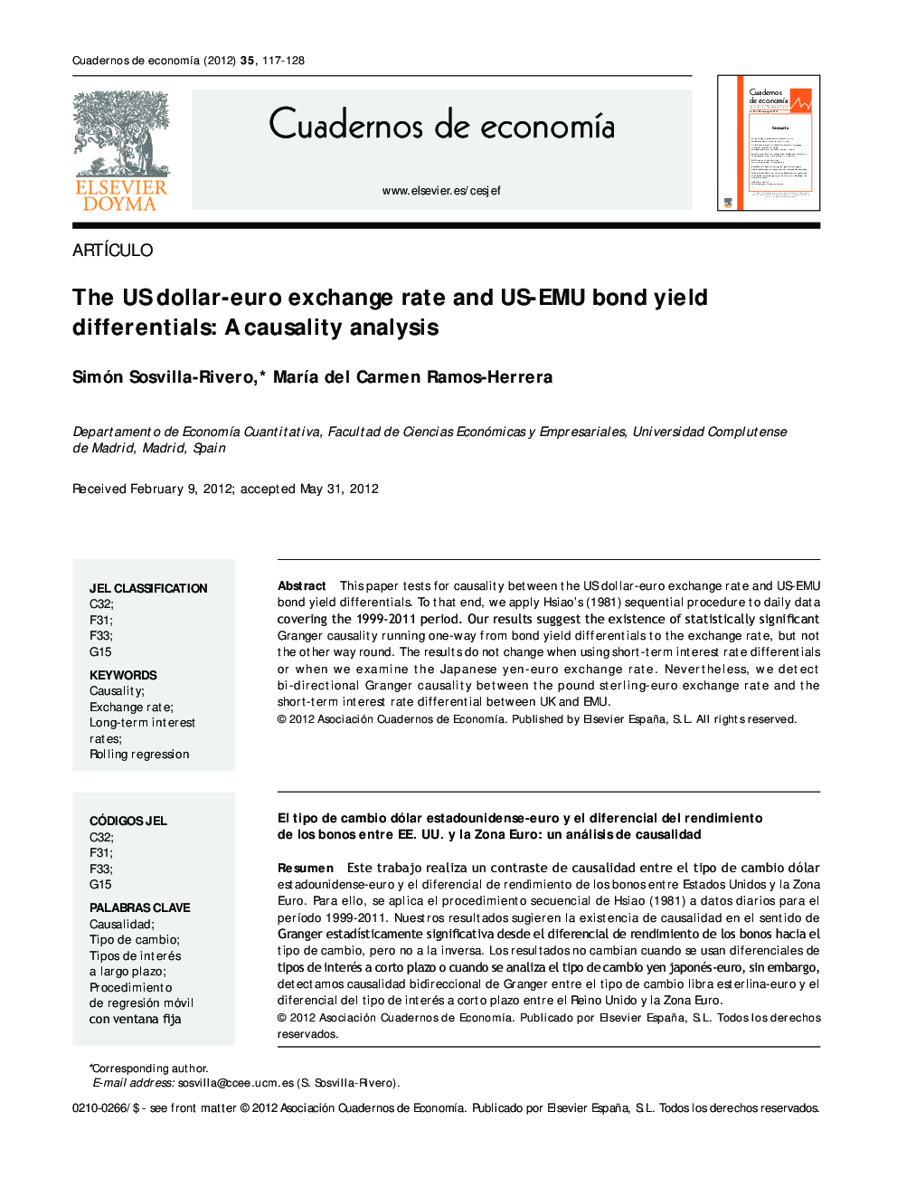 The US dollar-euro exchange rate and US-EMU bond yield differentials: A causality analysis