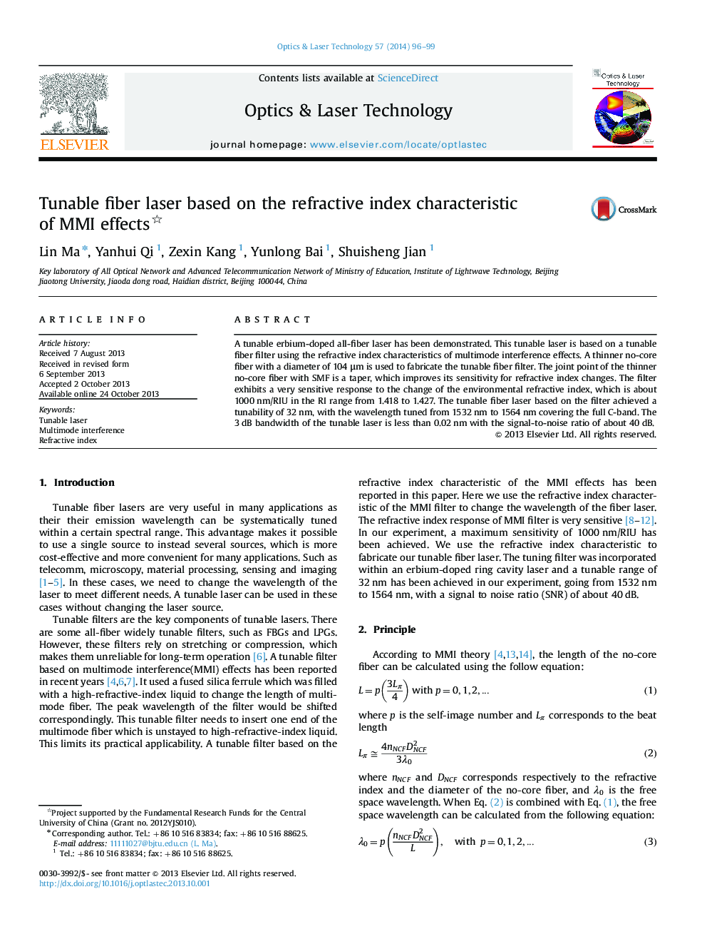 Tunable fiber laser based on the refractive index characteristic of MMI effects 