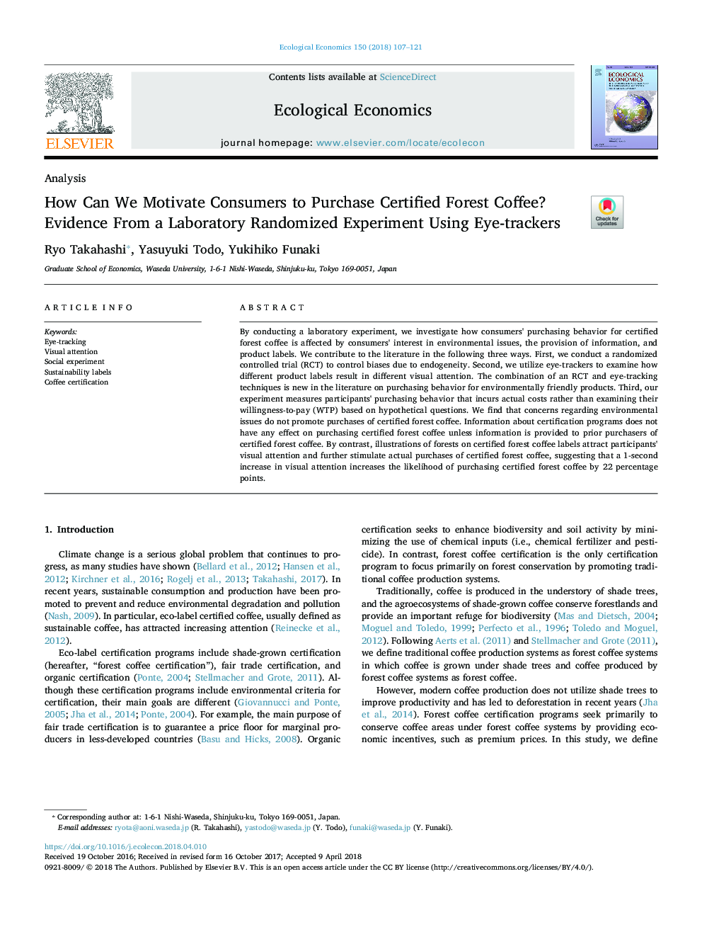 How Can We Motivate Consumers to Purchase Certified Forest Coffee? Evidence From a Laboratory Randomized Experiment Using Eye-trackers