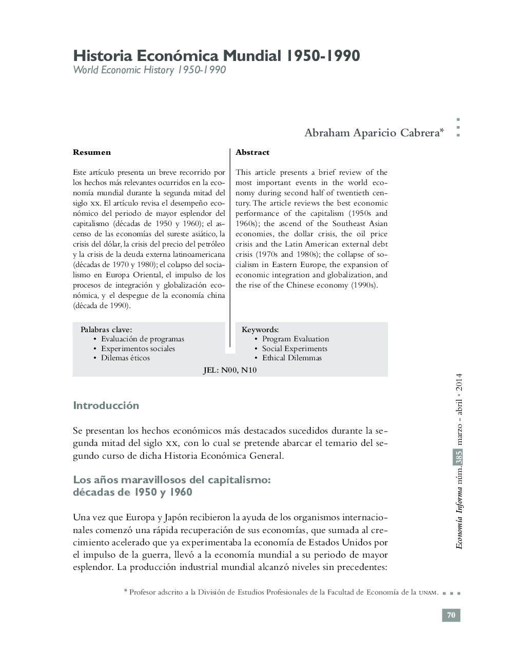 Historia Económica Mundial 1950-1990