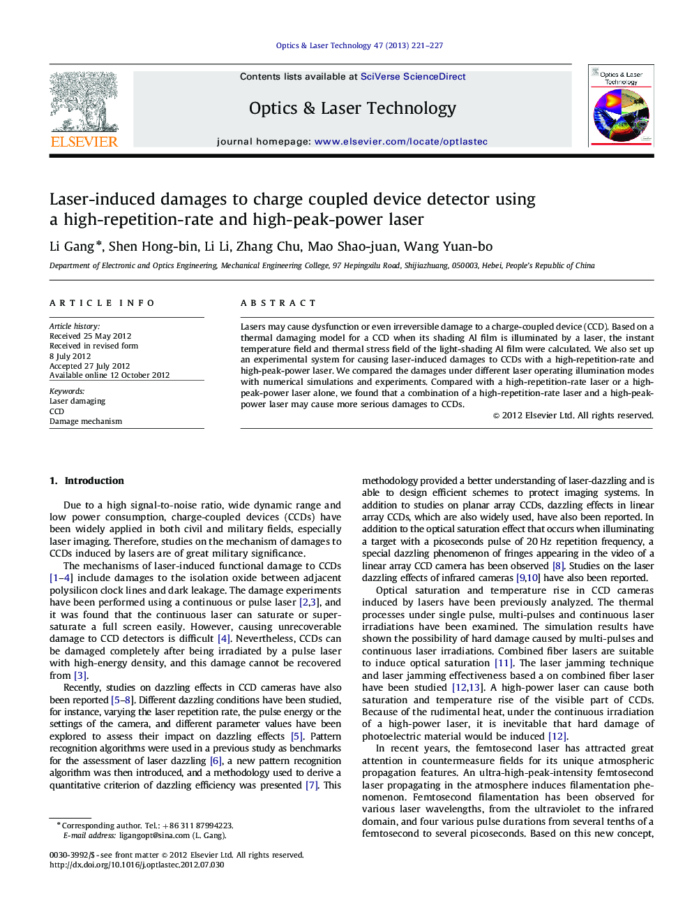 Laser-induced damages to charge coupled device detector using a high-repetition-rate and high-peak-power laser