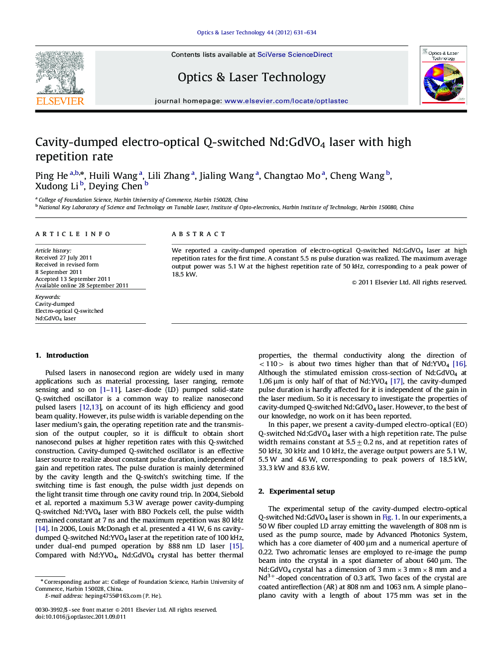 Cavity-dumped electro-optical Q-switched Nd:GdVO4 laser with high repetition rate