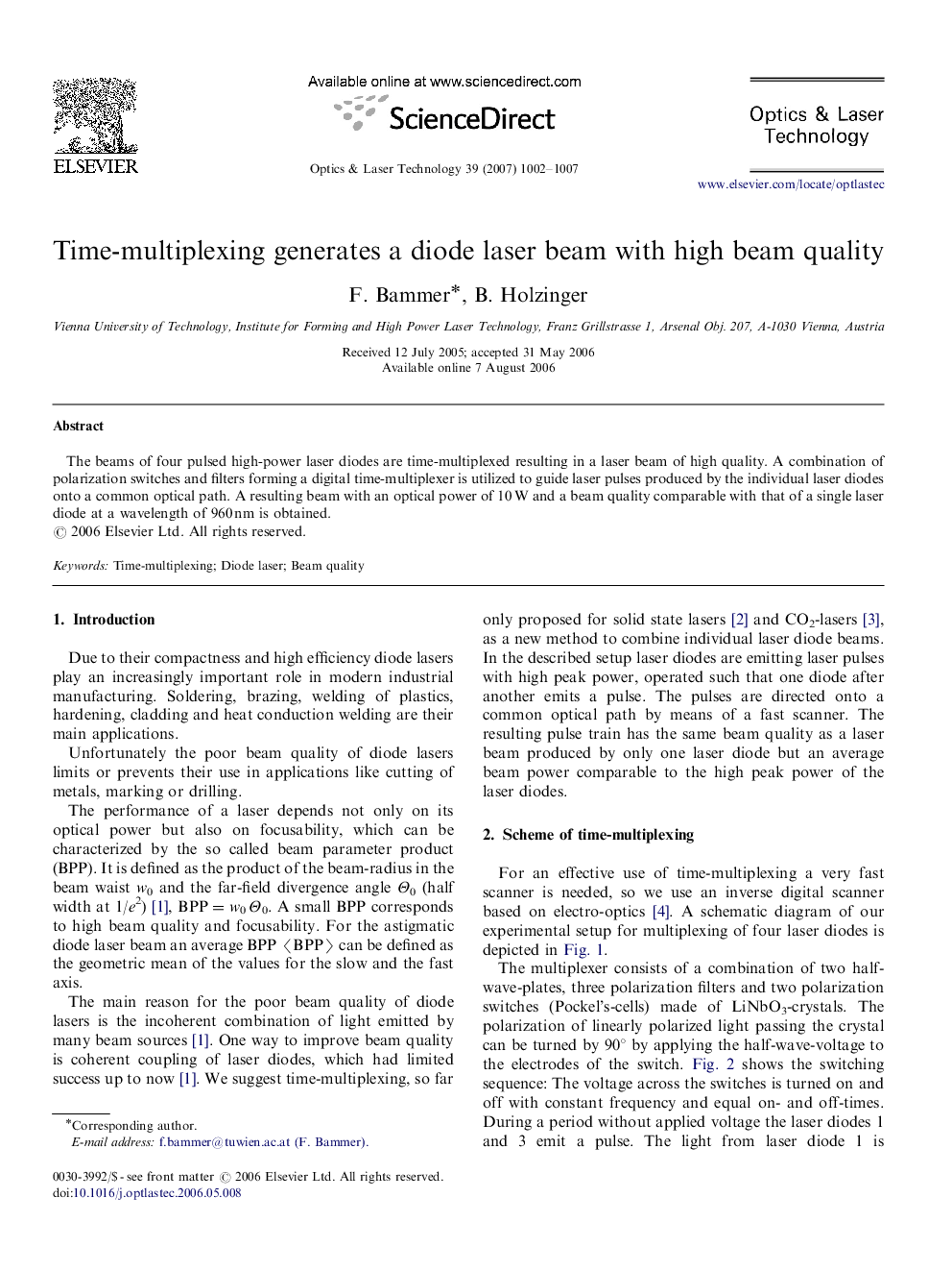 Time-multiplexing generates a diode laser beam with high beam quality