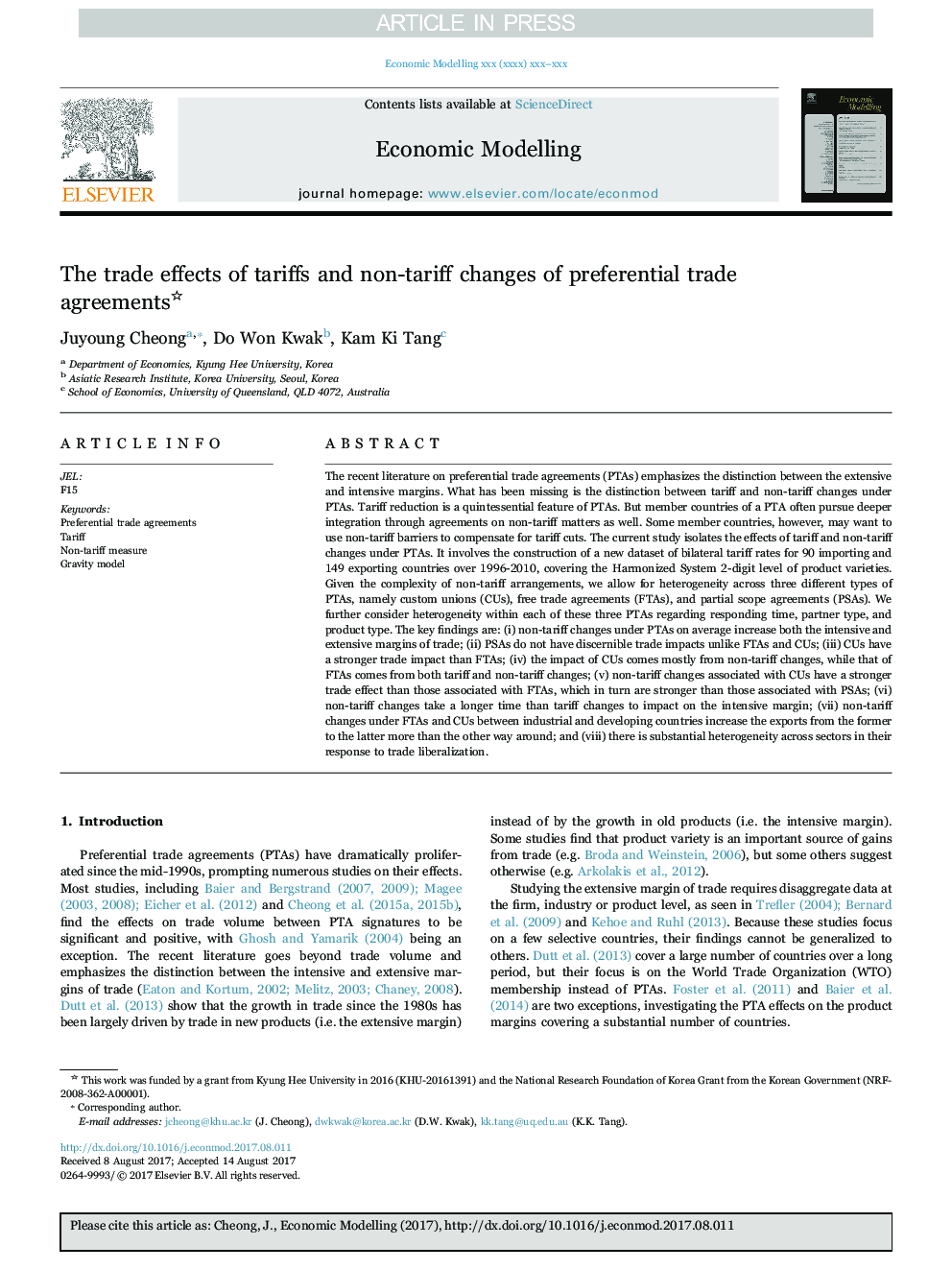 The trade effects of tariffs and non-tariff changes of preferential trade agreements