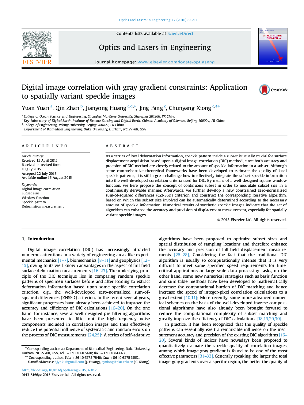 Digital image correlation with gray gradient constraints: Application to spatially variant speckle images