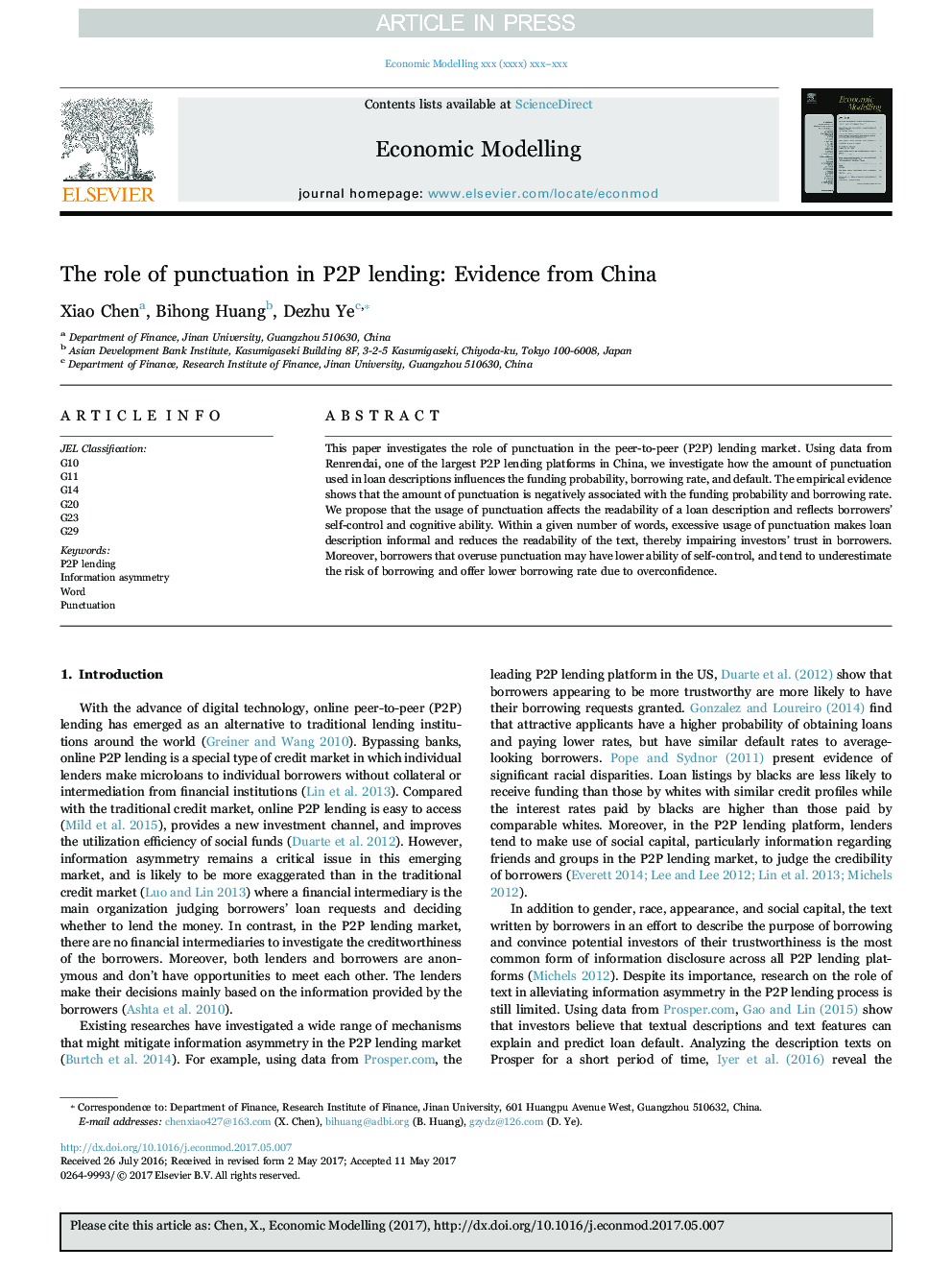 The role of punctuation in P2P lending: Evidence from China