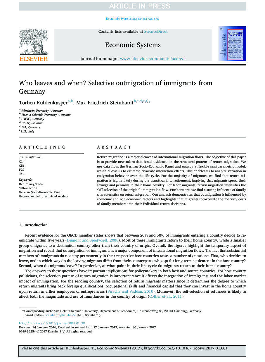 Who leaves and when? Selective outmigration of immigrants from Germany