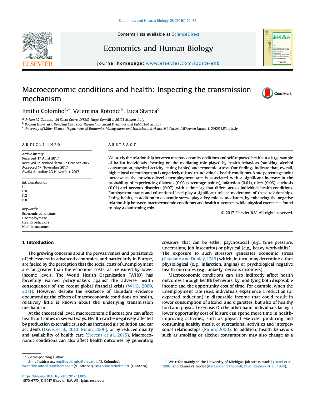 Macroeconomic conditions and health: Inspecting the transmission mechanism