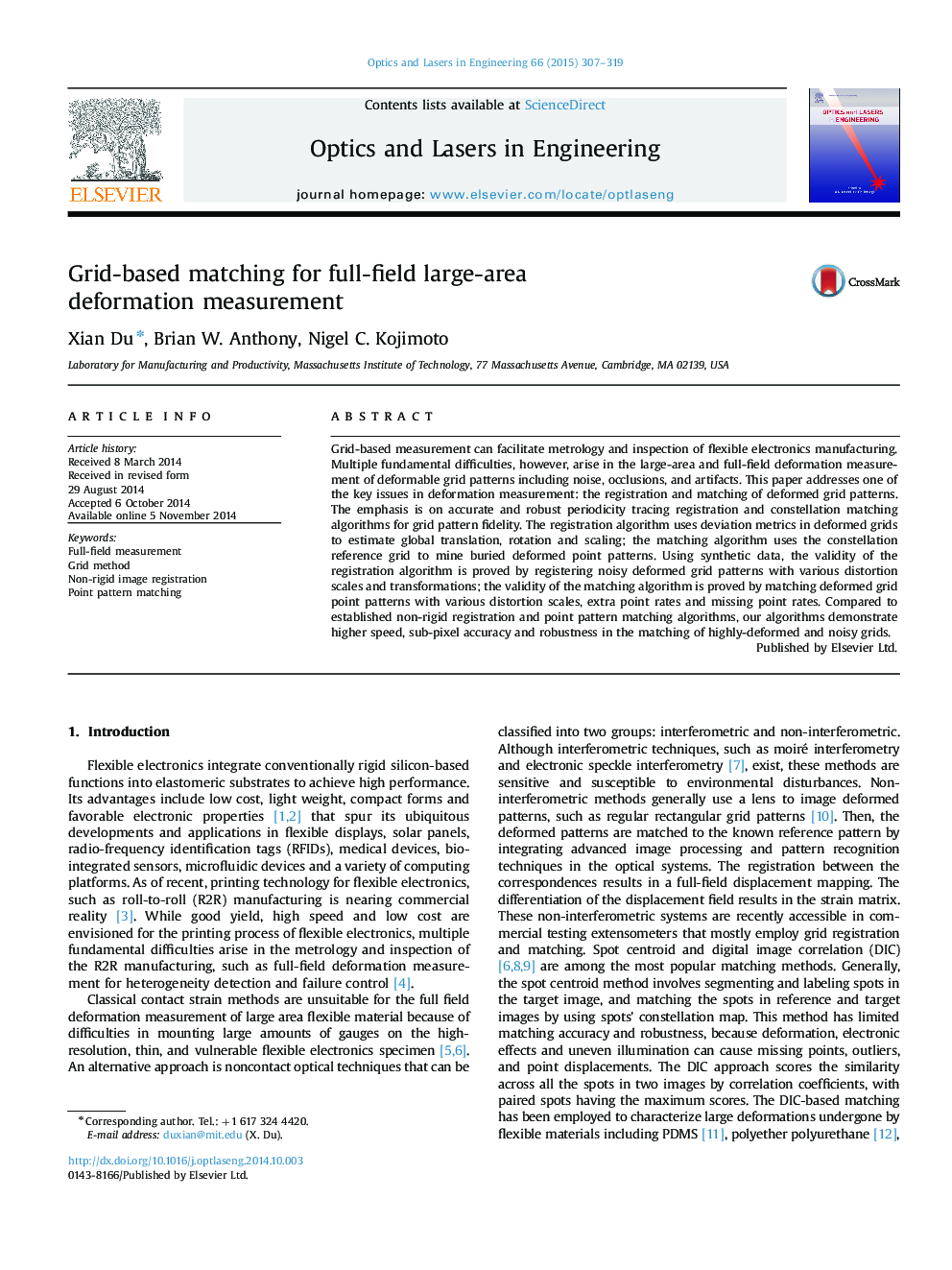 Grid-based matching for full-field large-area deformation measurement