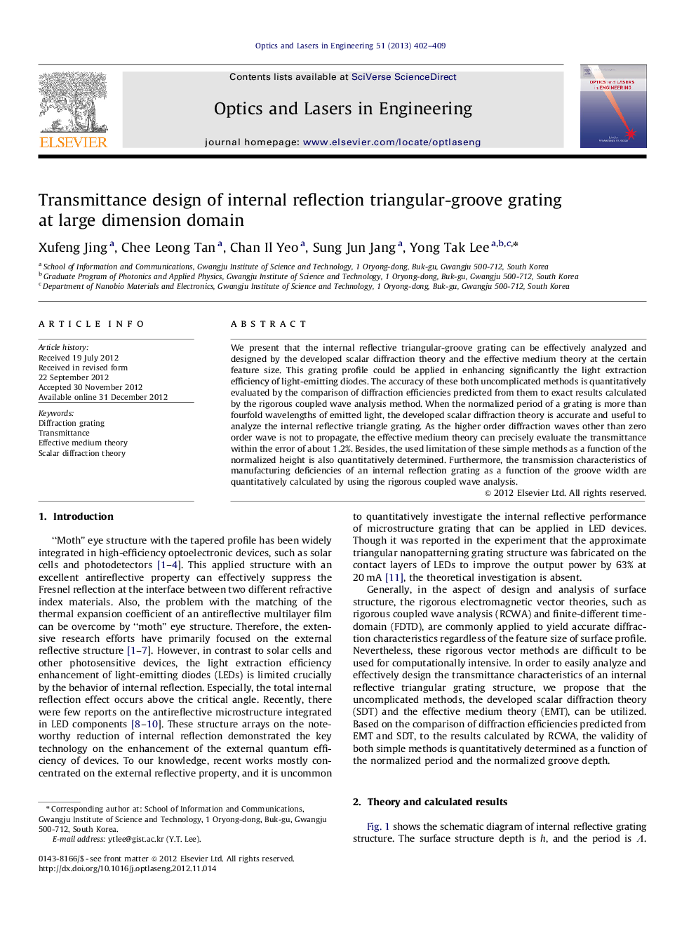 Transmittance design of internal reflection triangular-groove grating at large dimension domain