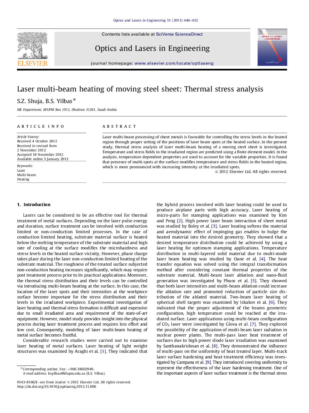 Laser multi-beam heating of moving steel sheet: Thermal stress analysis