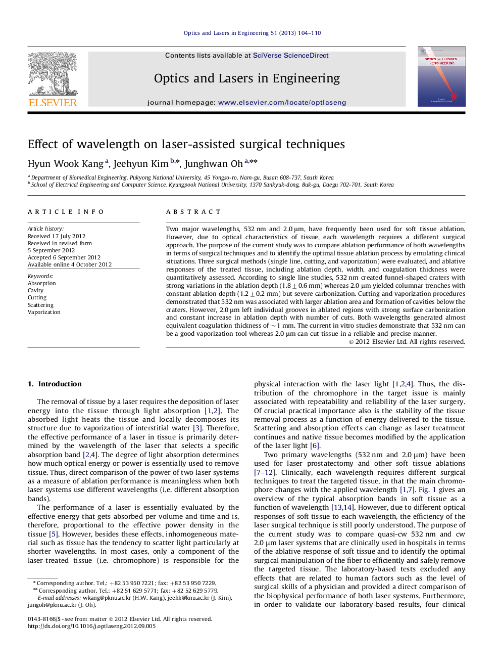 Effect of wavelength on laser-assisted surgical techniques