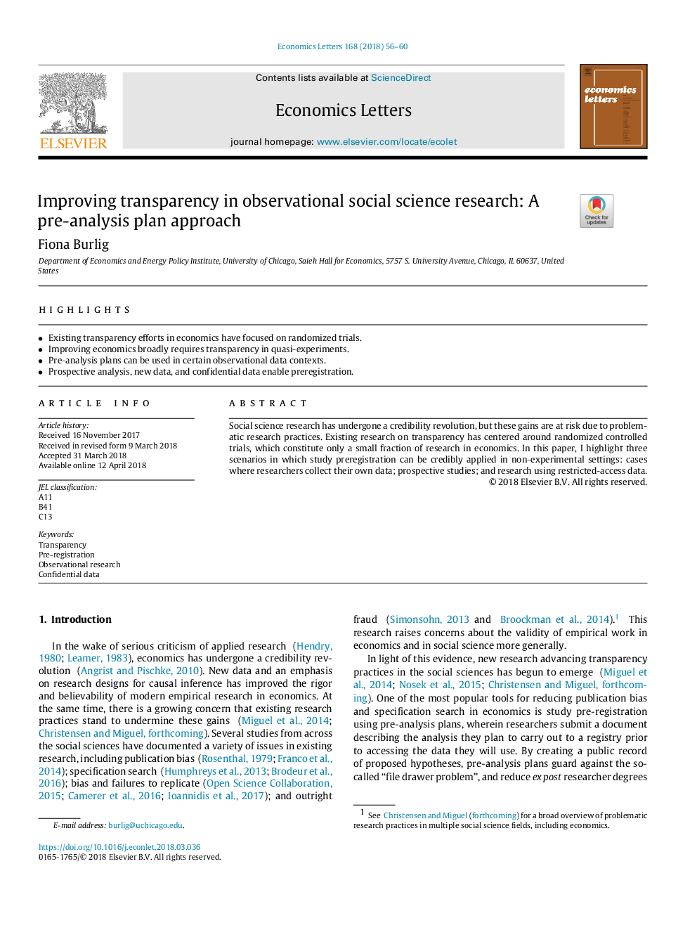 Improving transparency in observational social science research: A pre-analysis plan approach