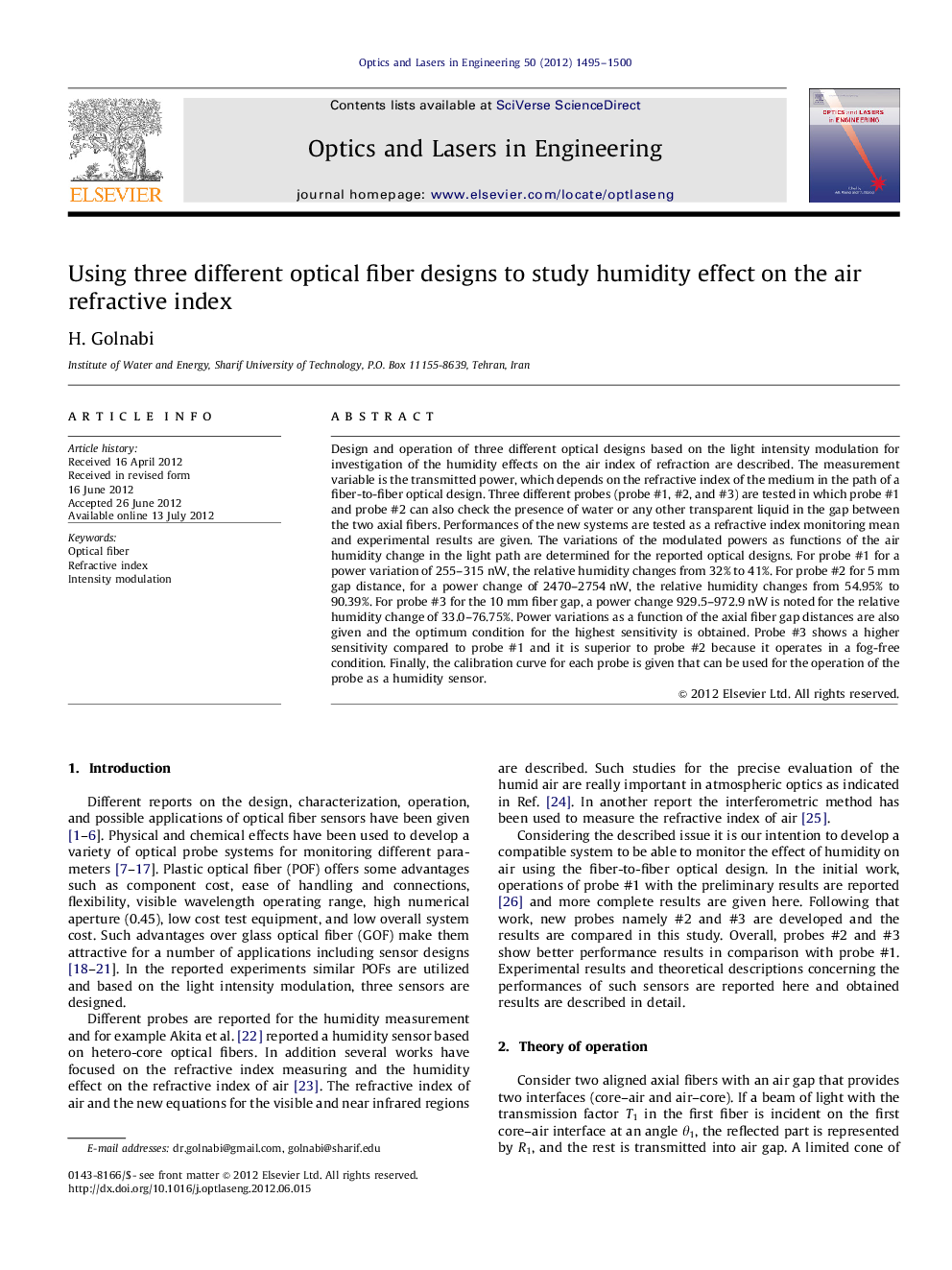 Using three different optical fiber designs to study humidity effect on the air refractive index