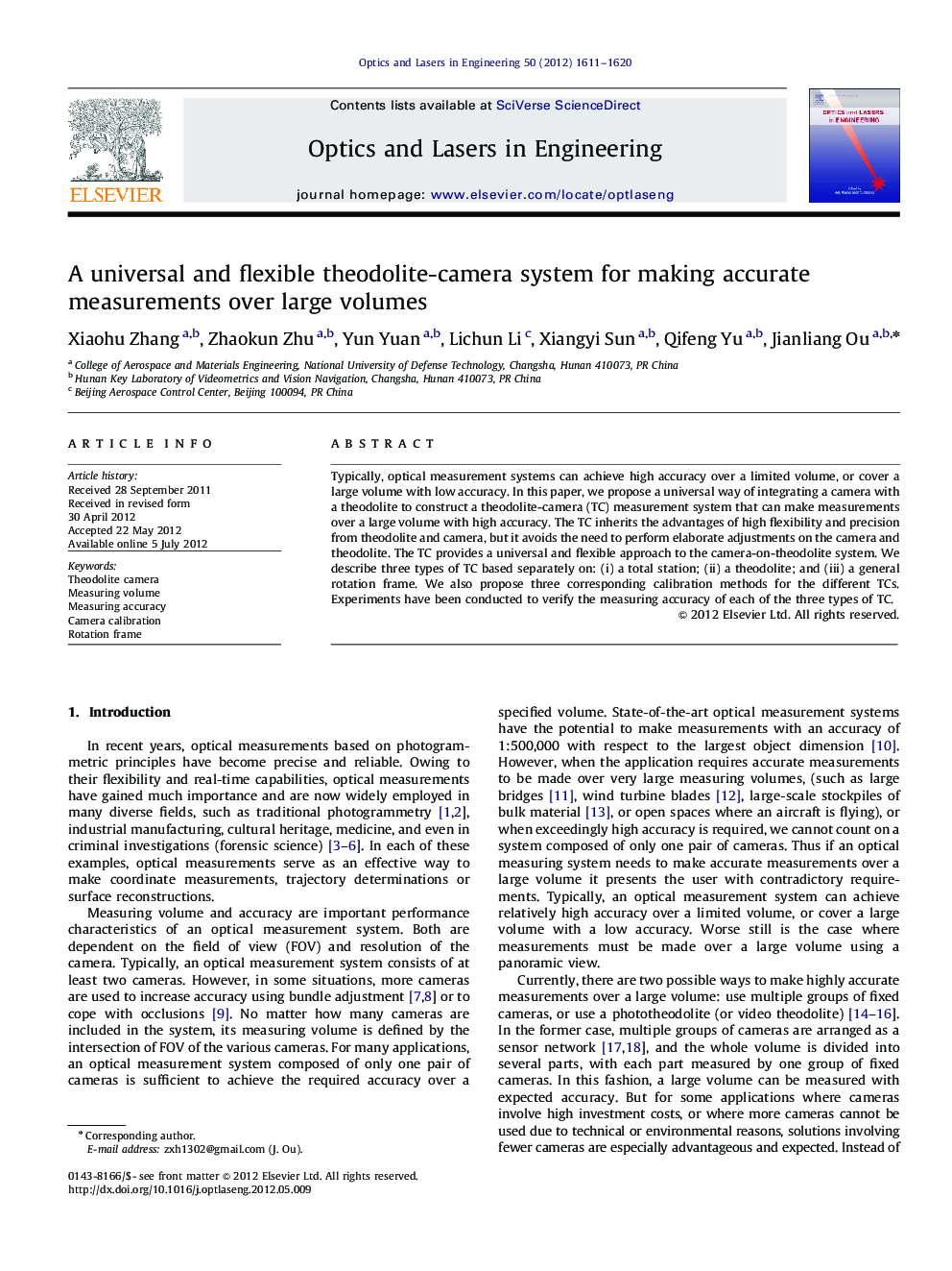 A universal and flexible theodolite-camera system for making accurate measurements over large volumes